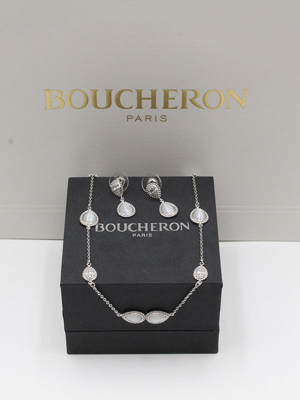 طقم بوشرون ذهبي بصدف ابيض اطقم bucheron