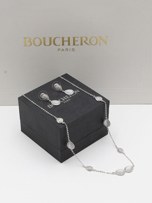 طقم بوشرون ذهبي بصدف ابيض اطقم bucheron