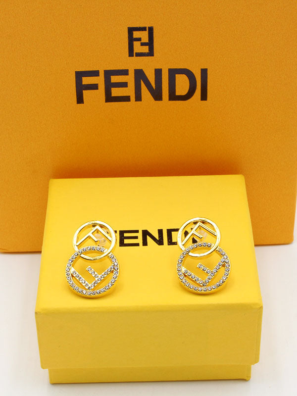 حلق ديور مدور زركون حلق fendi ذهبي