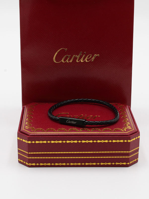 اسوارة كارتير جلد اسود للجنسين اسواره CARTIER