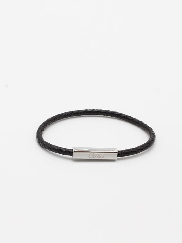 اسوارة كارتير جلد اسود للجنسين اسواره CARTIER فضي