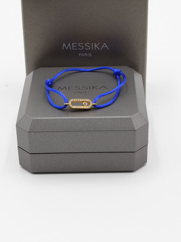 اسواره ميسيكا خيط الجديده لوقو اسواره messika ازرق ذهبي