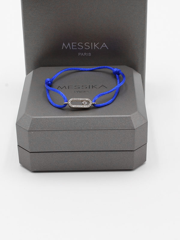 اسواره ميسيكا خيط الجديده لوقو اسواره messika ازرق فضي