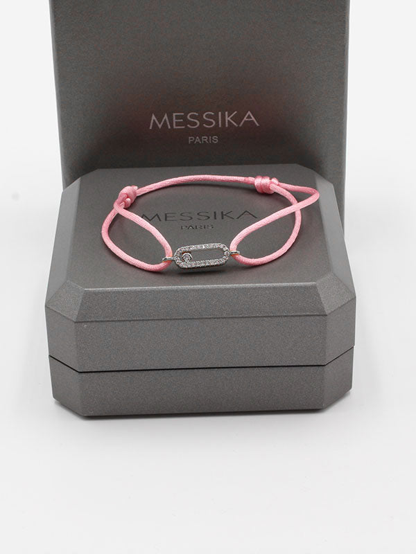 اسواره ميسيكا خيط الجديده لوقو اسواره messika وردي فضي