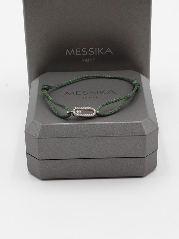 اسواره ميسيكا خيط الجديده لوقو اسواره messika اخضر فضي