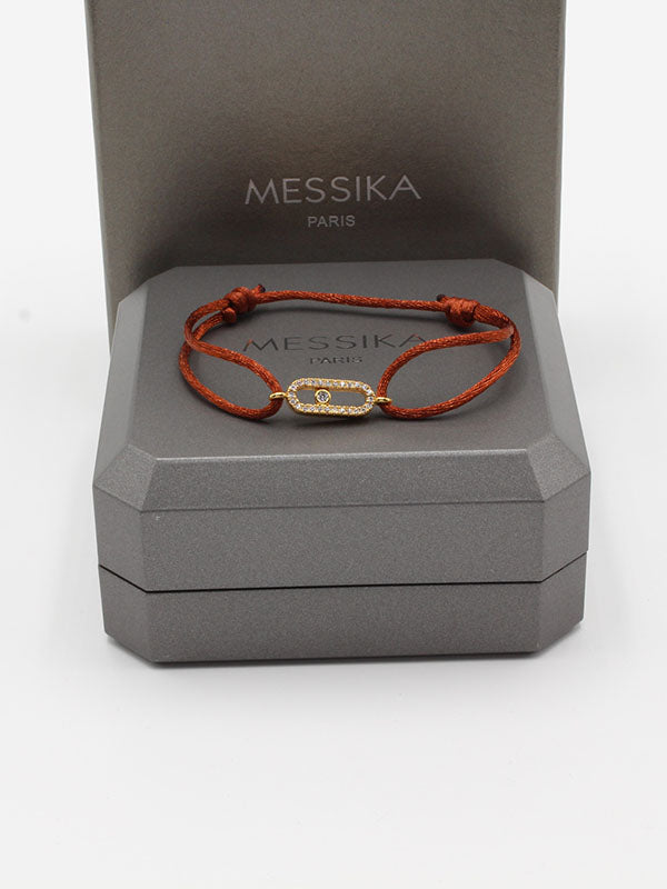 اسواره ميسيكا خيط الجديده لوقو اسواره messika بني ذهبي