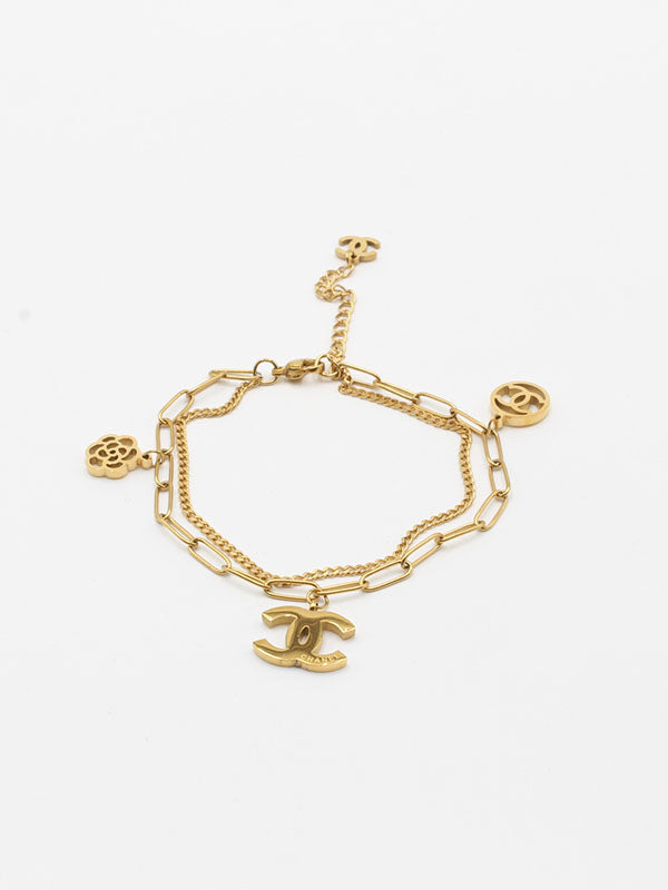 اسوارة شانيل دبل شاين لوقو بيق بندنت اسواره chanel