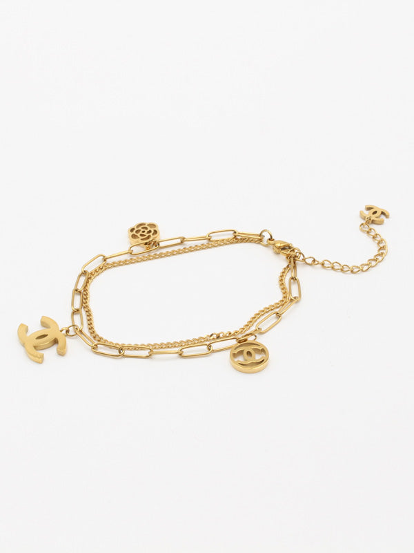 اسوارة شانيل دبل شاين لوقو بيق بندنت اسواره chanel