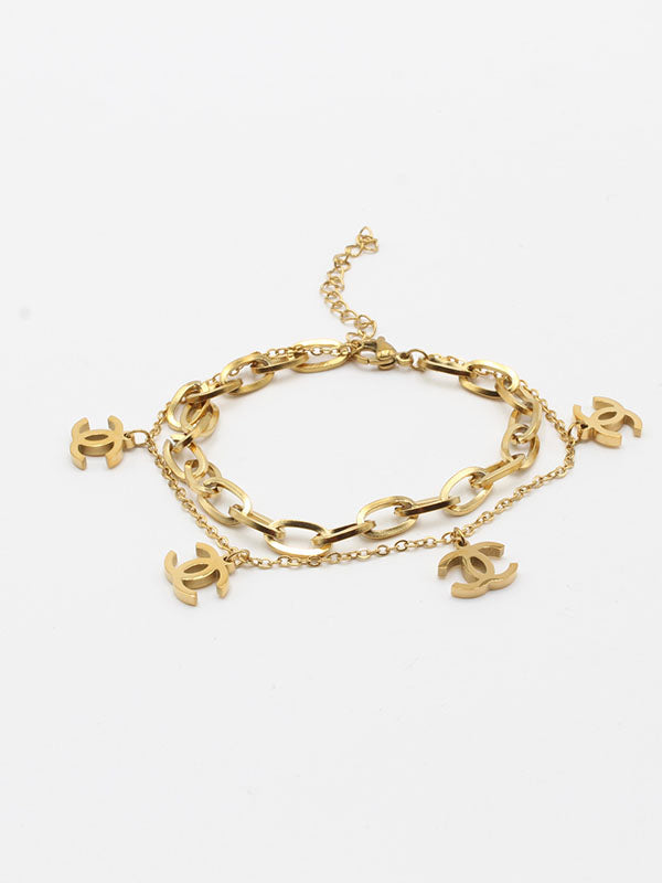 اسوارة شانيل دبل شاين لوقو فايف بندنت اسواره chanel