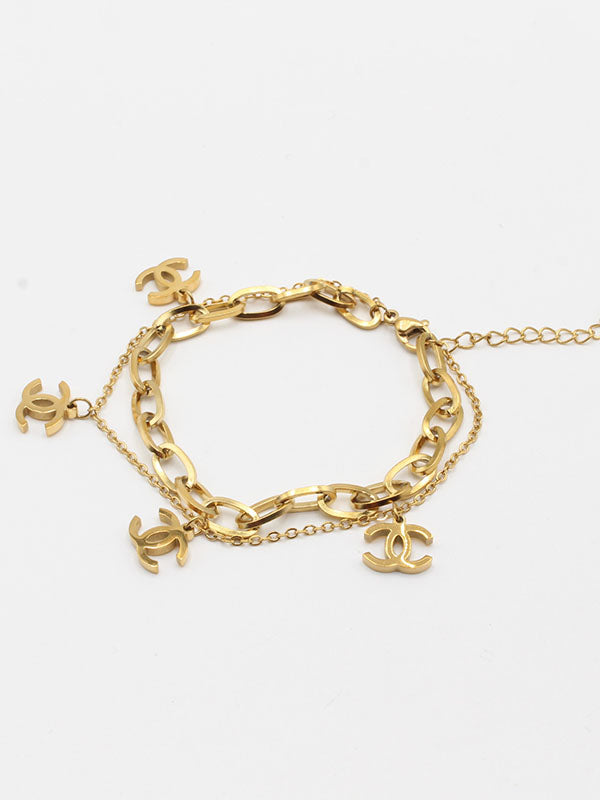 اسوارة شانيل دبل شاين لوقو فايف بندنت اسواره chanel