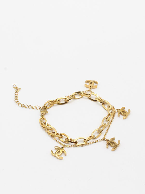 اسوارة شانيل دبل شاين لوقو فايف بندنت اسواره chanel