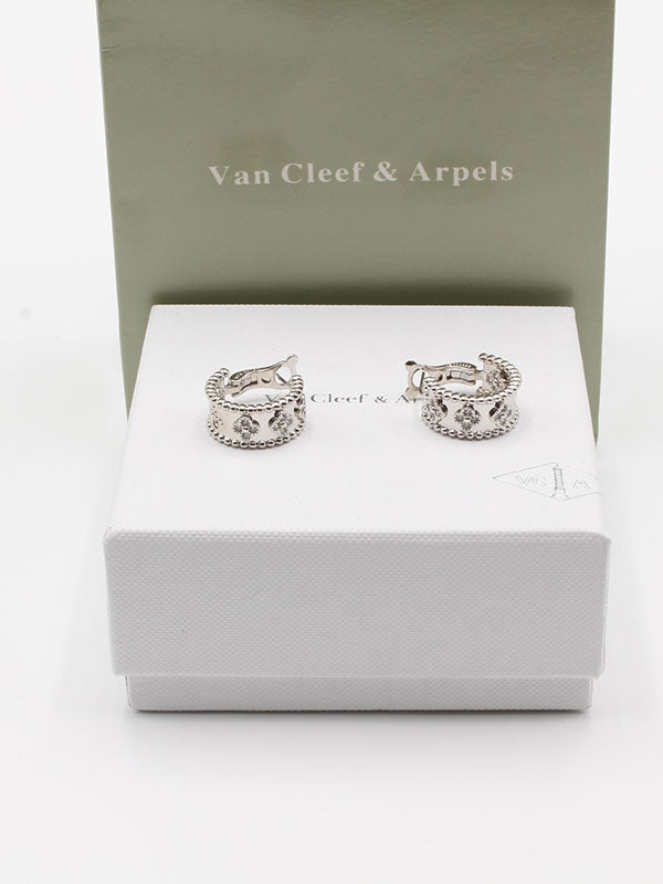 حلق فان كليف كيرف زركون حلق van cleef فضي