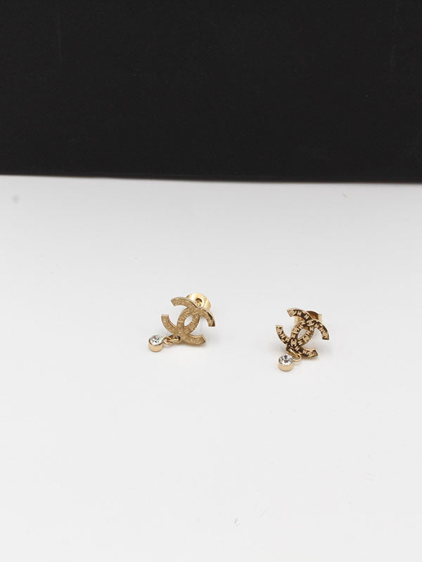 حلق شانيل ون ستون صغير حلق chanel ذهبي