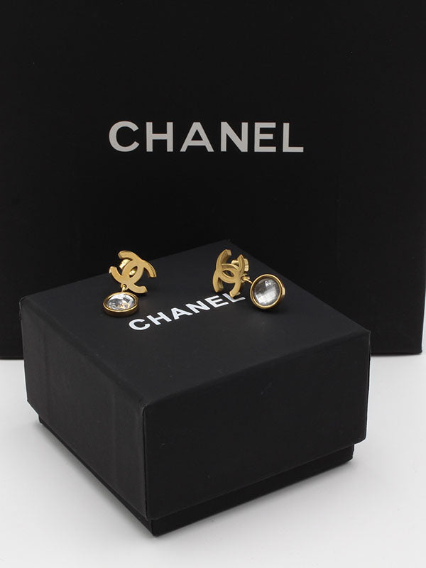 حلق شانيل بيق ستون قولد لوقو حلق chanel ذهبي