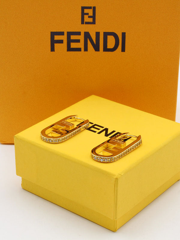 حلق فندي ميتال لوقو حلق fendi