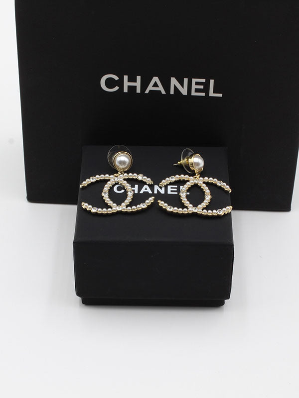 حلق شانيل لولو كبير بيق ستون حلق chanel