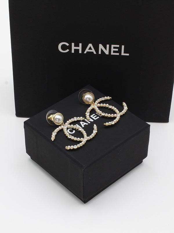 حلق شانيل لولو كبير بيق ستون حلق chanel