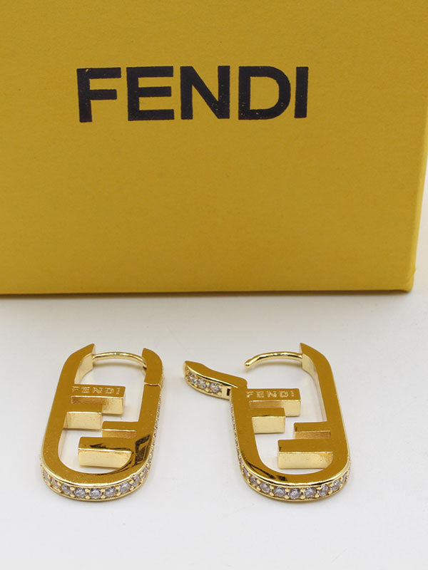 حلق فندي ميتال لوقو حلق fendi ذهبي