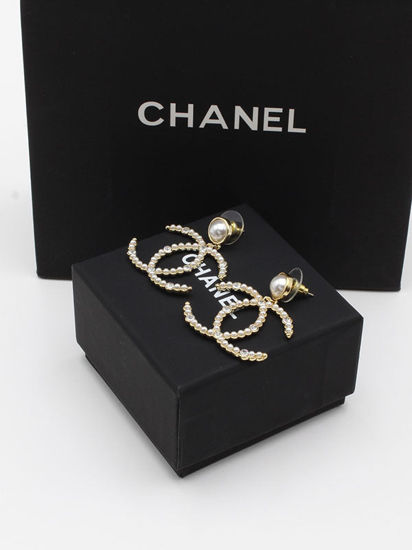 حلق شانيل لولو كبير بيق ستون حلق chanel