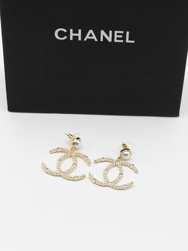 حلق شانيل لولو كبير بيق ستون حلق chanel