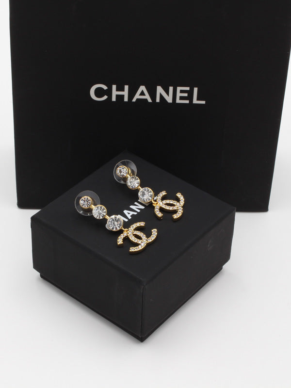 حلق شانيل كريستال طويل حلق chanel