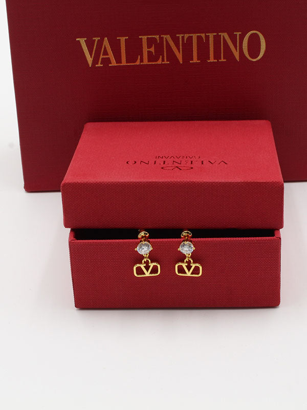 حلق فالنتينو زركون ستون ذهبي صغير حلق VALENTINO
