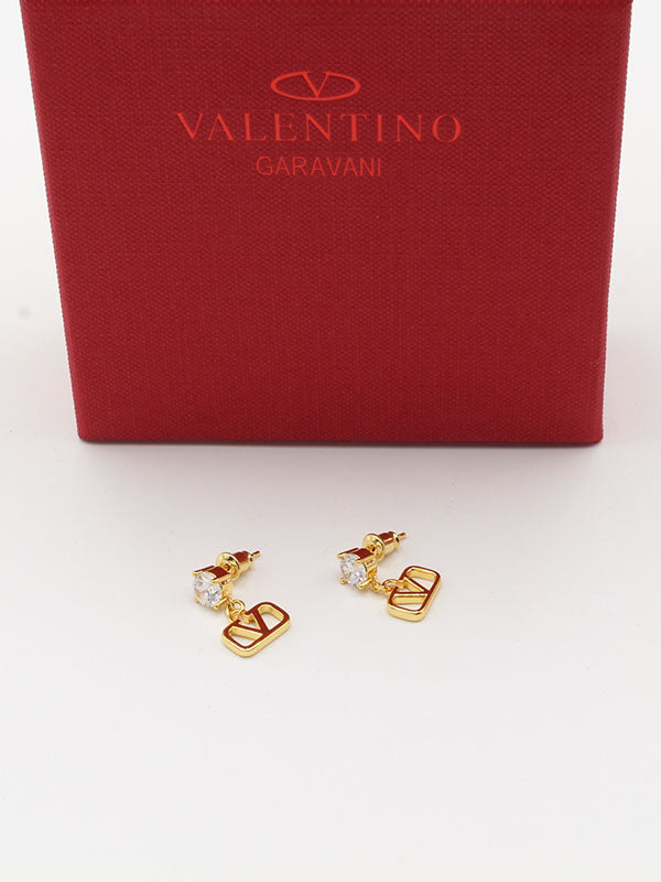 حلق فالنتينو زركون ستون ذهبي صغير حلق VALENTINO