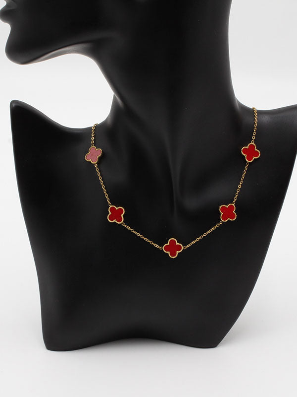 سلسال فان كليف عقد 5 ورود سلسال van cleef احمر