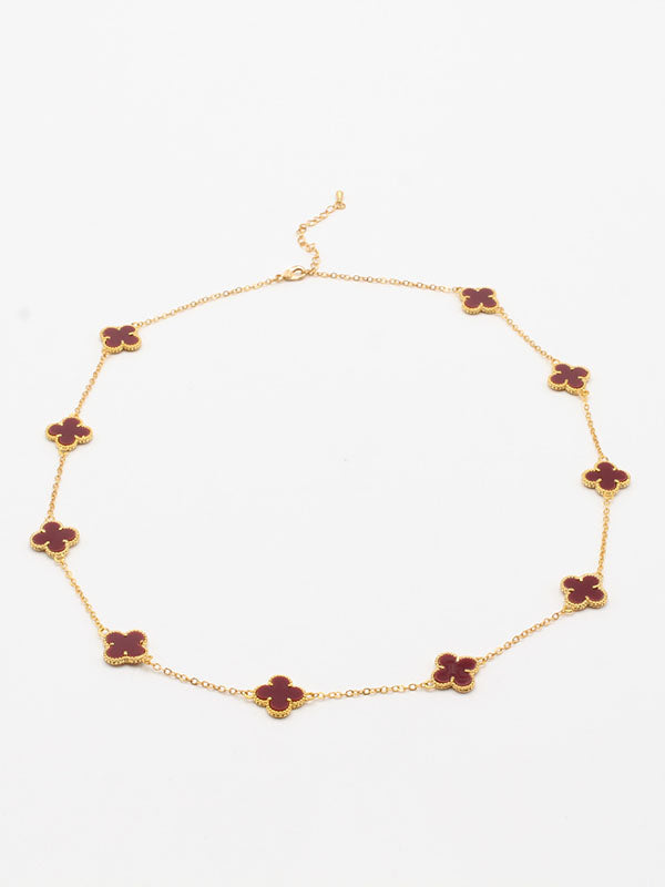 سلسال فان كليف وسط 10 وردات سلسال van cleef عنابي