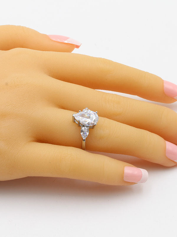 خاتم زركون دمعه فضي خواتم jewel