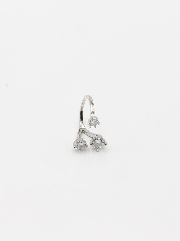 خاتم زركون ثري ستونز فضي خواتم jewel