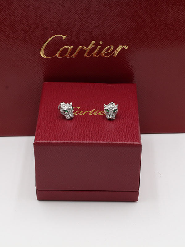حلق تايقر زركون قرين ايز صغير حلق CARTIER فضي