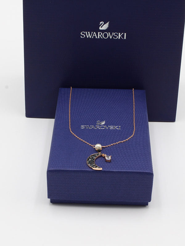 سلسال سواروفسكي هلال كريستال روز قولد سلسال Swarovski