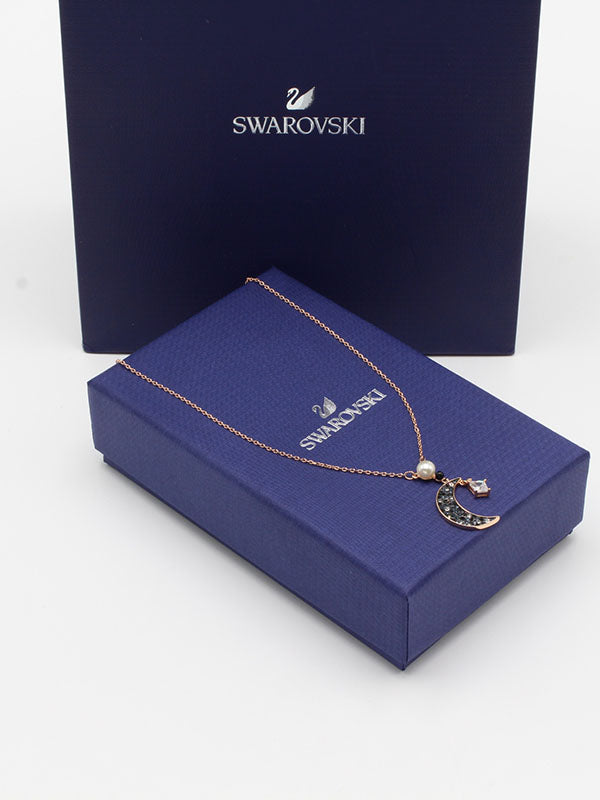 سلسال سواروفسكي هلال كريستال روز قولد سلسال Swarovski