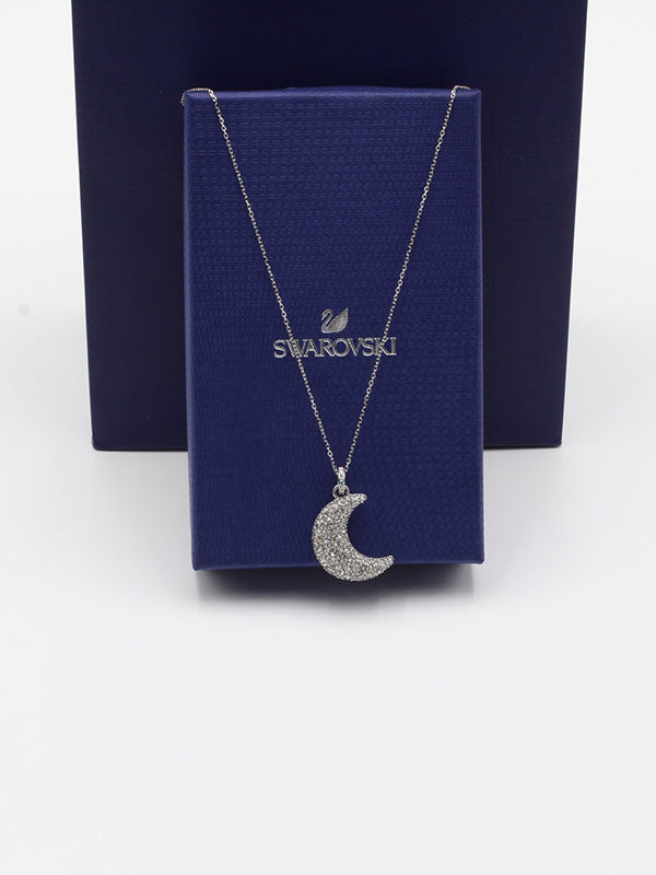 سلسال سواروفسكي هلال كريستال سلسال Swarovski فضي