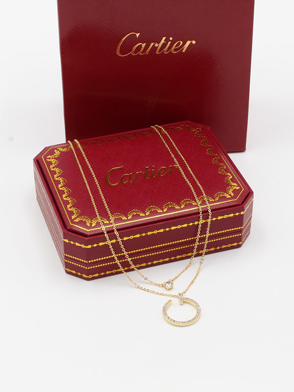 سلسال كارتير مسمار طبقتين زركون سلسال CARTIER ذهبي