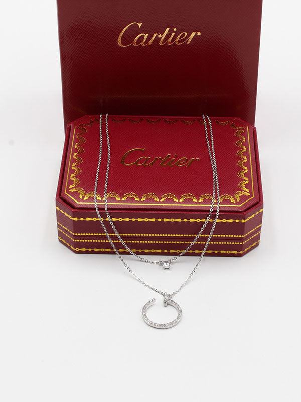 سلسال كارتير مسمار طبقتين زركون سلسال CARTIER فضي