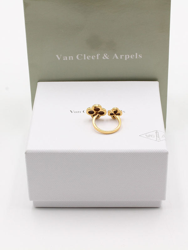 خاتم فان كليف وردتين حجر ملون خواتم van cleef