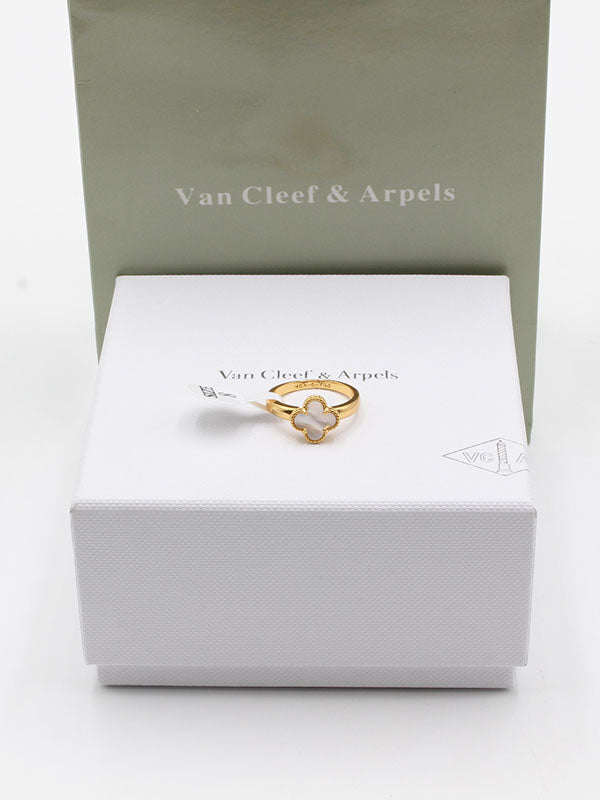 خاتم فان كليف وردة صغير لوقو خواتم van cleef ابيض ذهبي 6