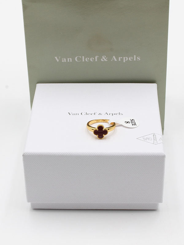 خاتم فان كليف وردة صغير لوقو خواتم van cleef عنابي ذهبي 6