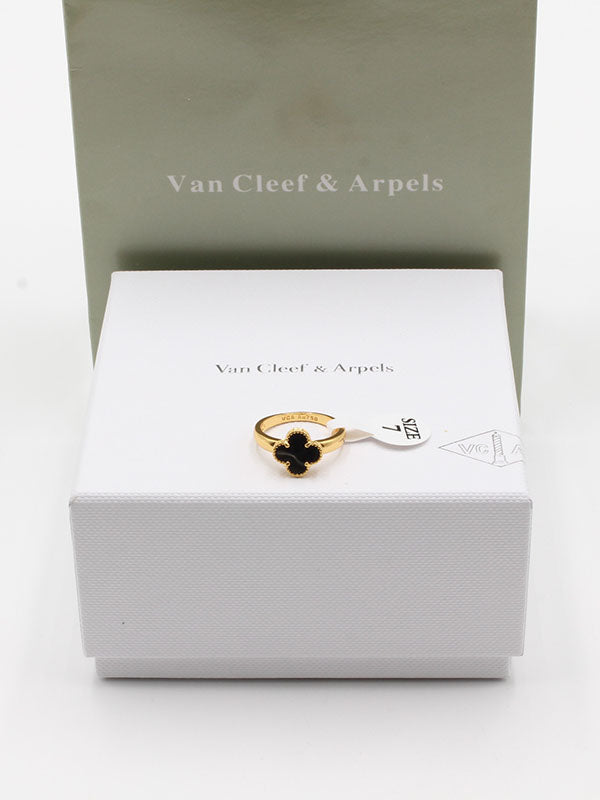 خاتم فان كليف وردة صغير لوقو خواتم van cleef اسود ذهبي 6
