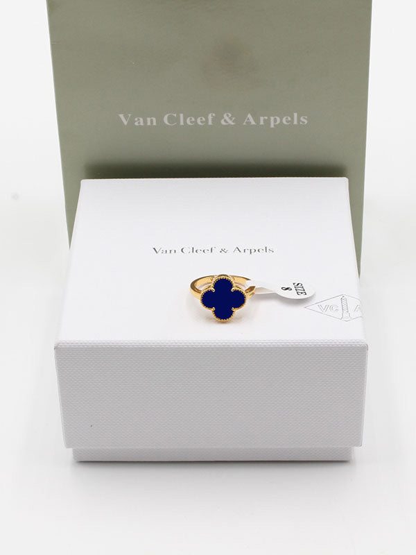 خاتم فان كليف وردة وسط لوقو خواتم van cleef ازرق ذهبي 6