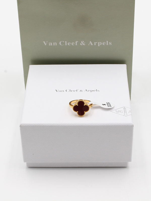 خاتم فان كليف وردة وسط لوقو خواتم van cleef عنابي ذهبي 6