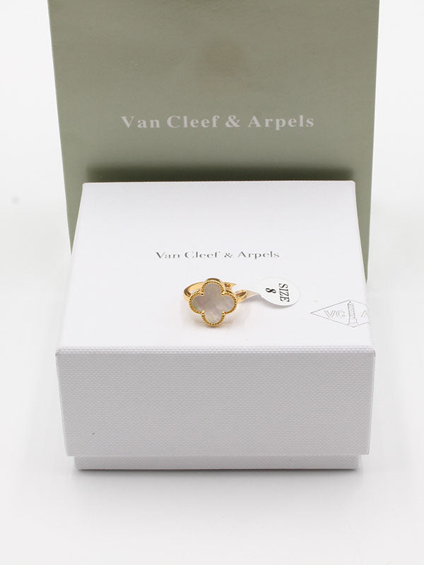 خاتم فان كليف وردة وسط لوقو خواتم van cleef ابيض ذهبي 6