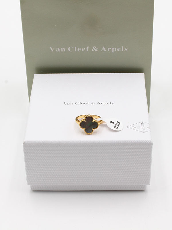 خاتم فان كليف وردة وسط لوقو خواتم van cleef رمادي ذهبي 6