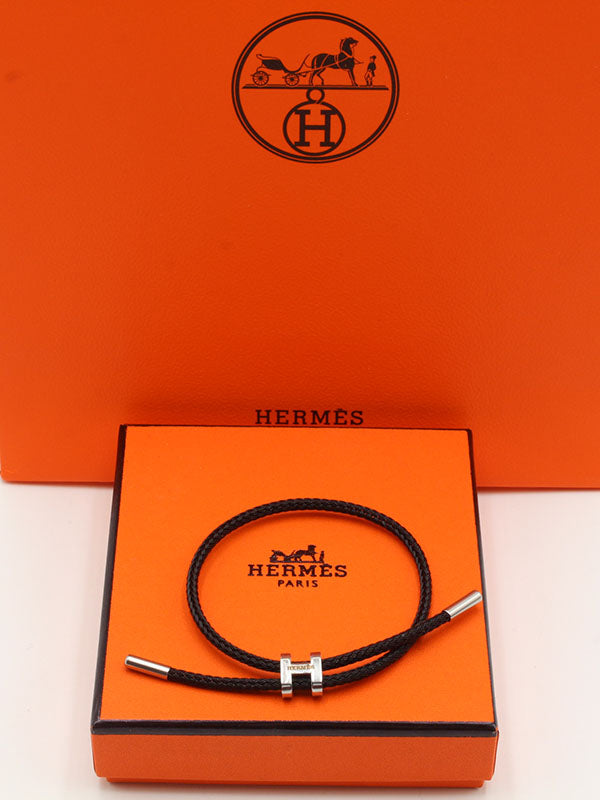 اسوارة هيرمز جلد اسود لوقو اسواره HERMES
