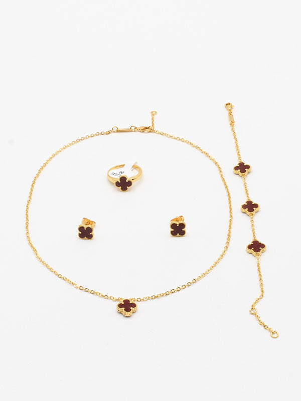 طقم فان كليف صغير ناعم لوقو اطقم van cleef عنابي ذهبي 6