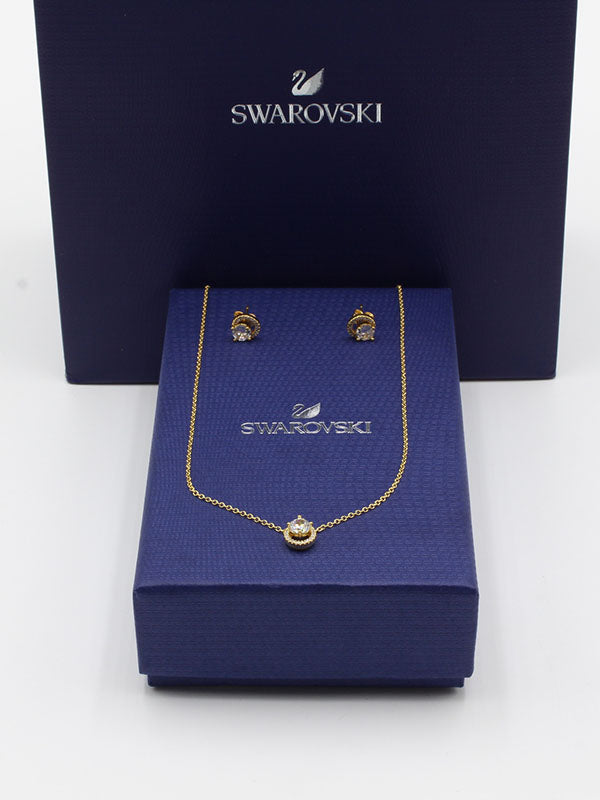 طقم سواروفسكي 2 قطع ذهبي اطقم Swarovski
