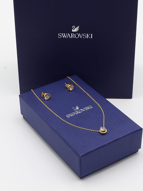 طقم سواروفسكي 2 قطع ذهبي اطقم Swarovski