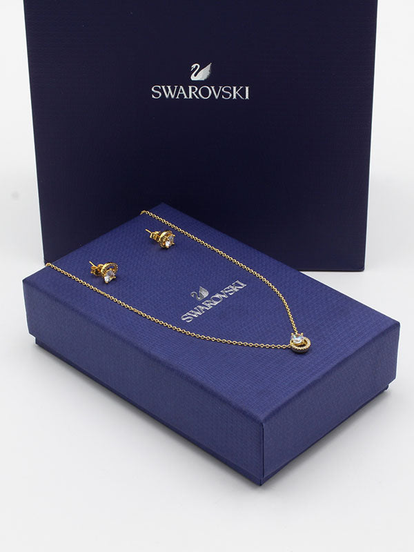 طقم سواروفسكي 2 قطع ذهبي اطقم Swarovski